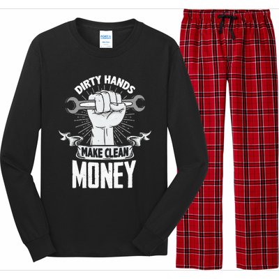 Dirty Hands Make Clean lots Money Funny Mechanic Long Sleeve Pajama Set