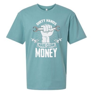 Dirty Hands Make Clean lots Money Funny Mechanic Sueded Cloud Jersey T-Shirt