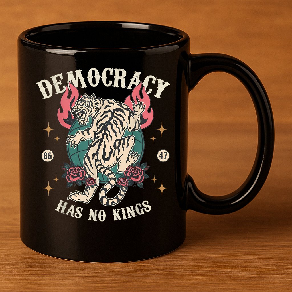 Democracy Has No Kings 86 47 Tiger 11oz C Handle Ceramic Mug