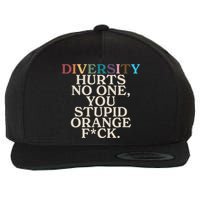 Diversity Hurts No One You Stupid Orange Fck Funny Slogan Wool Snapback Cap