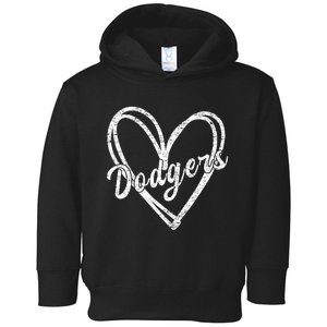 Dodgers Heart Name Design Retro Style Graphic Toddler Hoodie