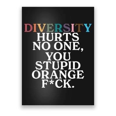 Diversity Hurts No One You Stupid Orange Fuck Poster