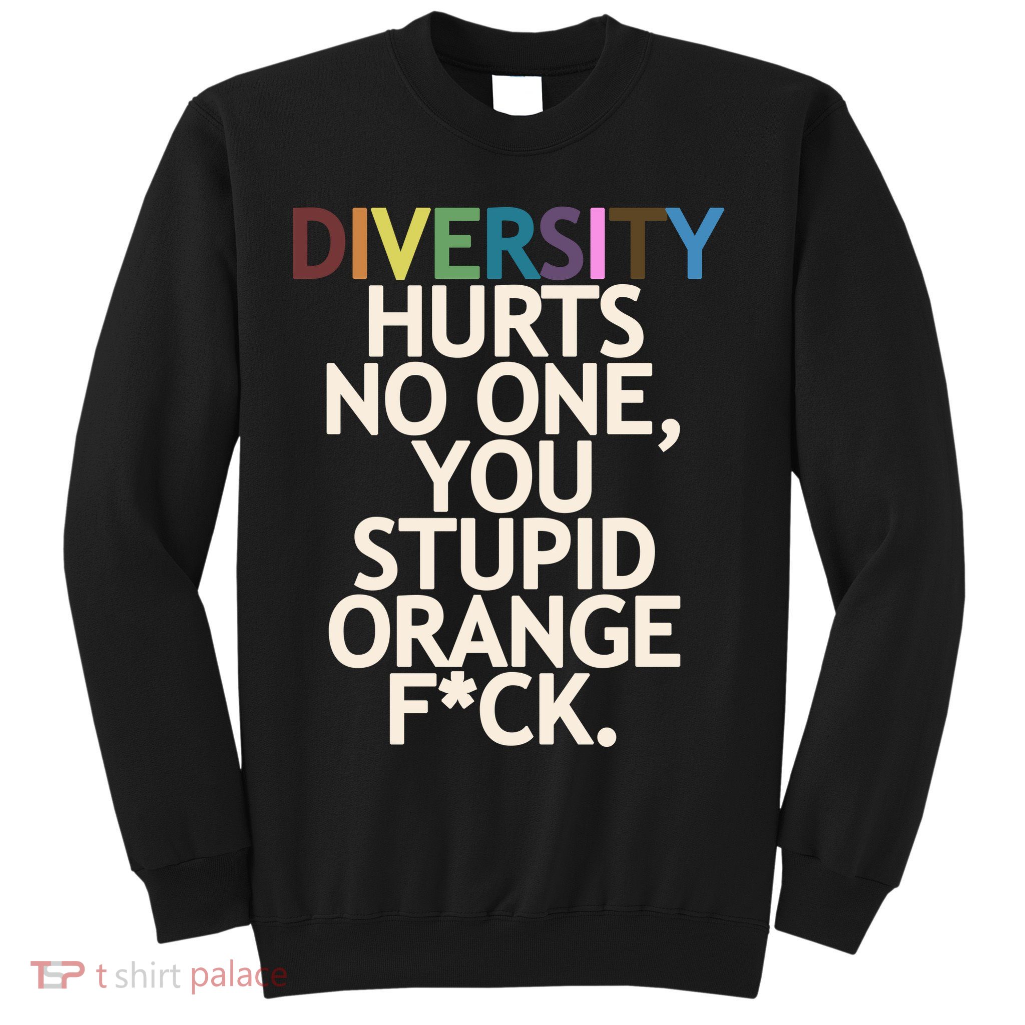 Diversity Hurts No One You Stupid Orange Fck Funny Slogan Sweatshirt