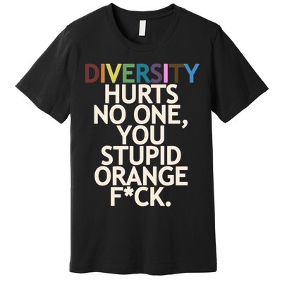 Diversity Hurts No One You Stupid Orange Fck Funny Slogan Premium T-Shirt