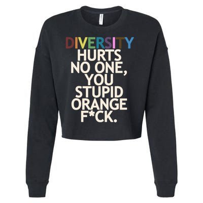 Diversity Hurts No One You Stupid Orange Fck Funny Slogan Cropped Pullover Crew
