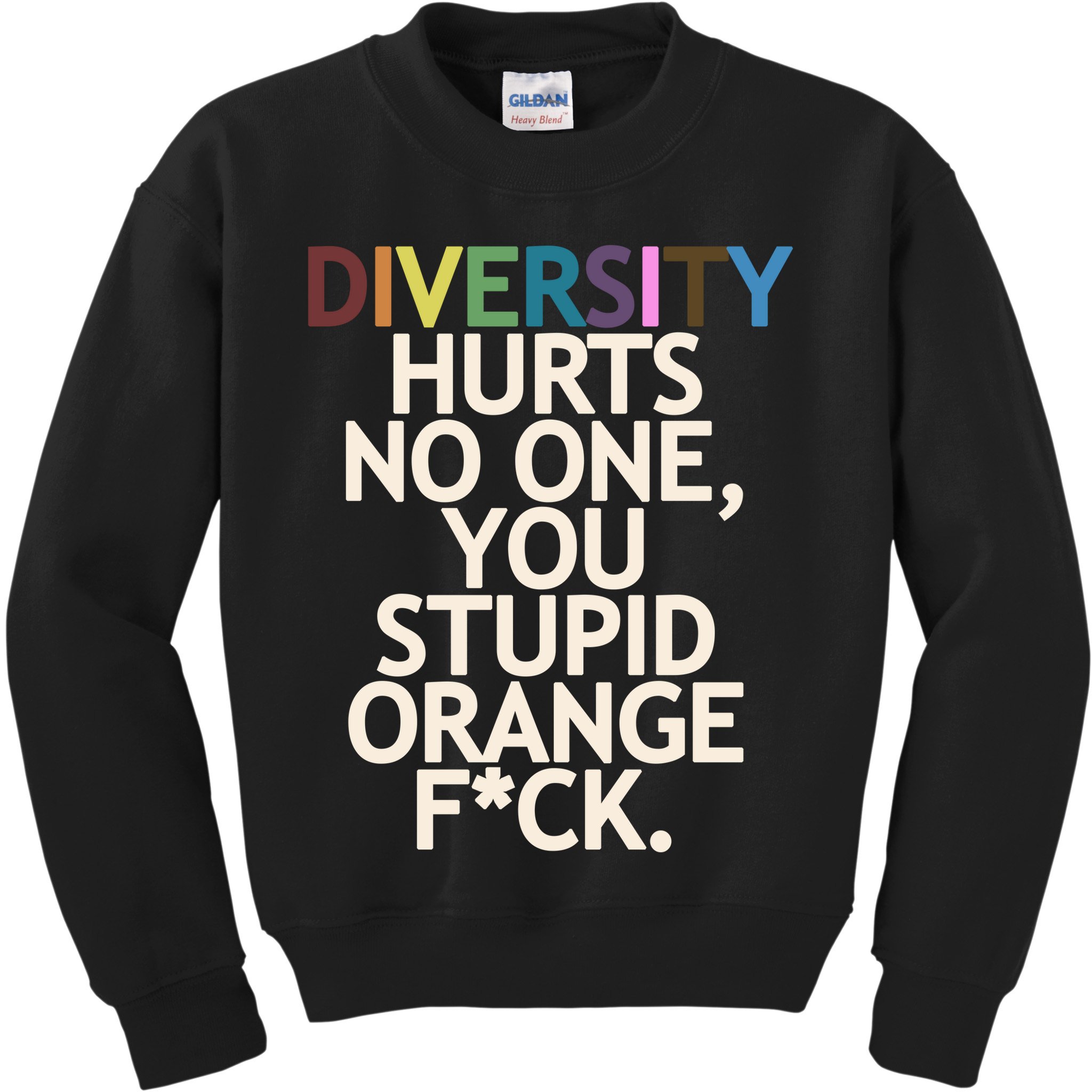 Diversity Hurts No One You Stupid Orange Fck Funny Slogan Kids Sweatshirt