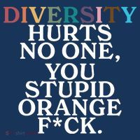 Diversity Hurts No One You Stupid Orange Fck Drawstring Bag