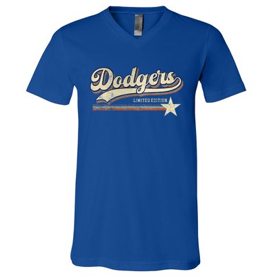 Dodgers Heart Name V-Neck T-Shirt