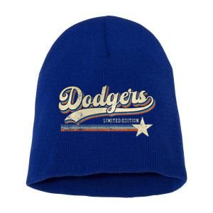 Dodgers Heart Name Short Acrylic Beanie