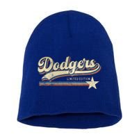 Dodgers Heart Name Short Acrylic Beanie