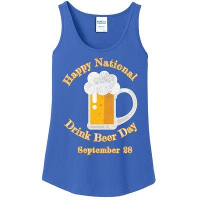 Distressed Happy National Beer Day September 28 Gift Ladies Essential Tank