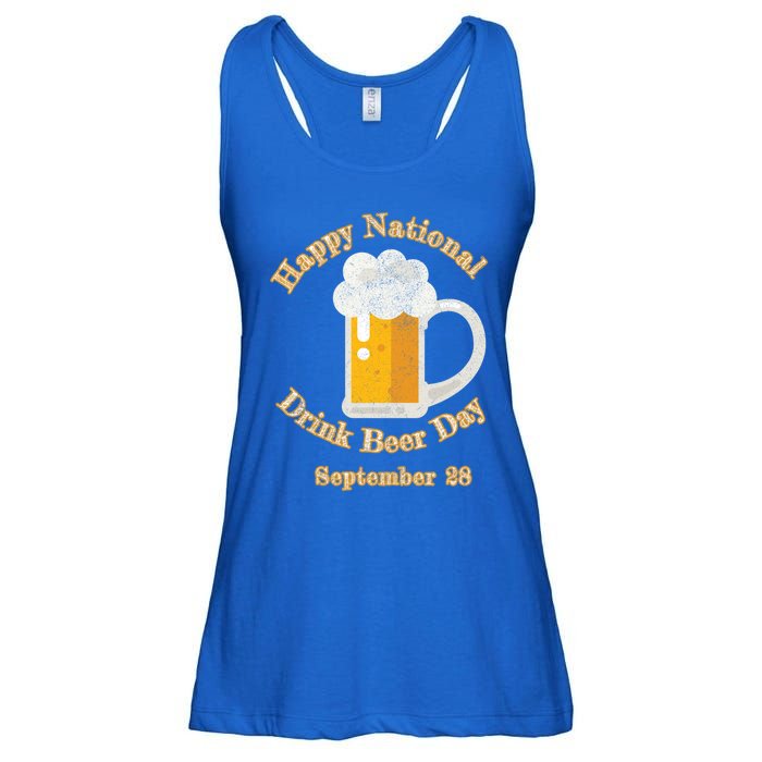 Distressed Happy National Beer Day September 28 Gift Ladies Essential Flowy Tank