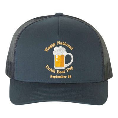 Distressed Happy National Beer Day September 28 Gift Yupoong Adult 5-Panel Trucker Hat