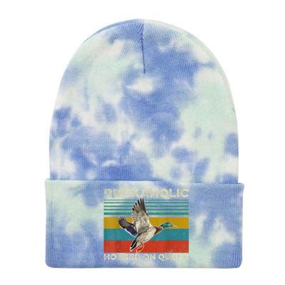 Duckaholic Hooked On Quack Funny Duck Hunting Hunter Gift Tie Dye 12in Knit Beanie