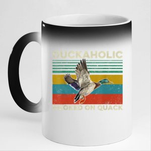 Duckaholic Hooked On Quack Funny Duck Hunting Hunter Gift 11oz Black Color Changing Mug