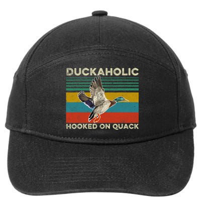 Duckaholic Hooked On Quack Funny Duck Hunting Hunter Gift 7-Panel Snapback Hat