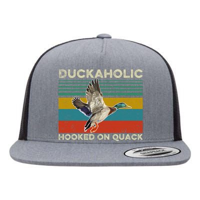 Duckaholic Hooked On Quack Funny Duck Hunting Hunter Gift Flat Bill Trucker Hat