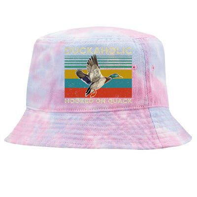 Duckaholic Hooked On Quack Funny Duck Hunting Hunter Gift Tie-Dyed Bucket Hat