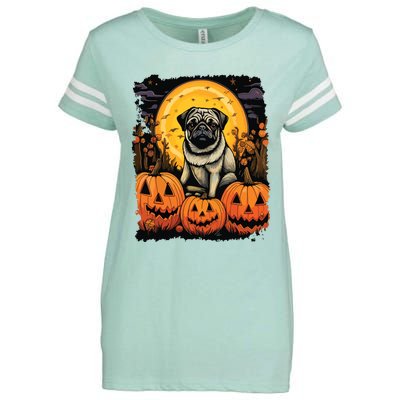 Dog Halloween Pug Enza Ladies Jersey Football T-Shirt