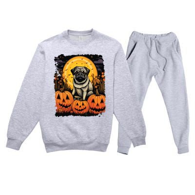 Dog Halloween Pug Premium Crewneck Sweatsuit Set