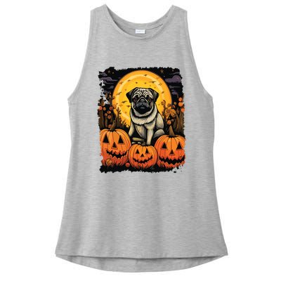 Dog Halloween Pug Ladies PosiCharge Tri-Blend Wicking Tank