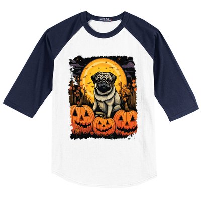 Dog Halloween Pug Baseball Sleeve Shirt