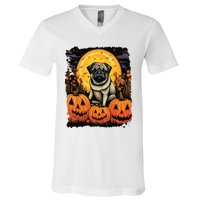 Dog Halloween Pug V-Neck T-Shirt