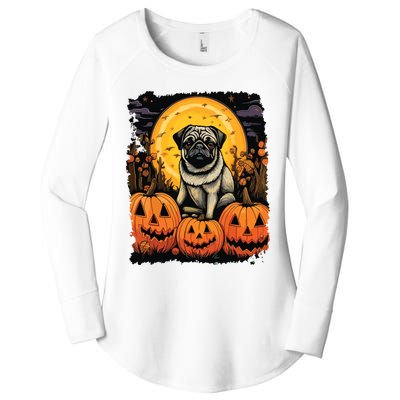 Dog Halloween Pug Women's Perfect Tri Tunic Long Sleeve Shirt