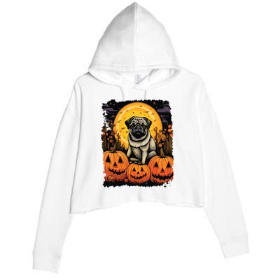 Dog Halloween Pug Crop Fleece Hoodie