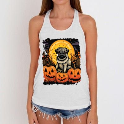 Dog Halloween Pug Women's Knotted Racerback Tank