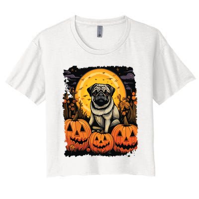 Dog Halloween Pug Women's Crop Top Tee