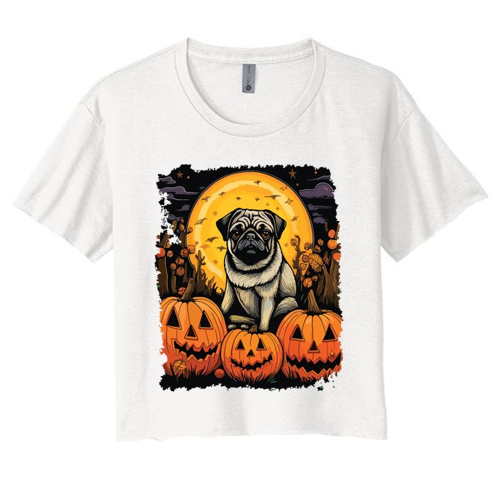 Dog Halloween Pug Women's Crop Top Tee