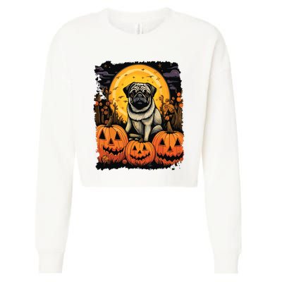 Dog Halloween Pug Cropped Pullover Crew