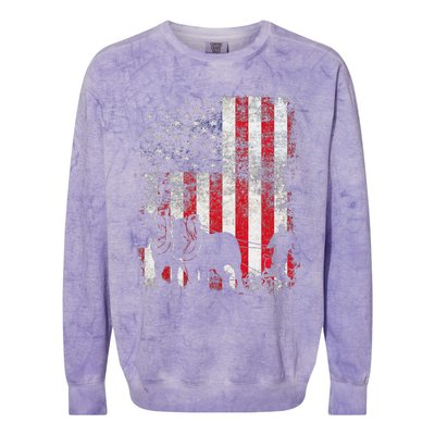 Draft Horse Patriotic American Flag Vintage Farmer Colorblast Crewneck Sweatshirt