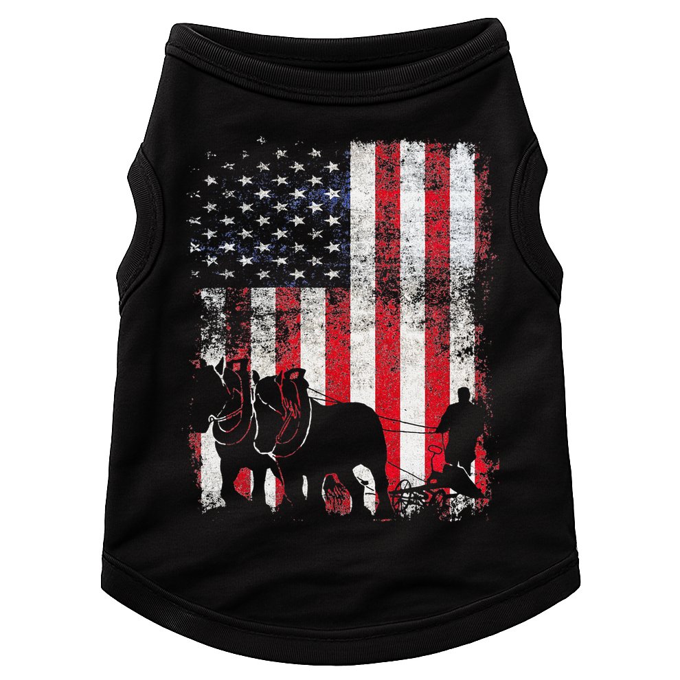 Draft Horse Patriotic American Flag Vintage Farmer Doggie Tank