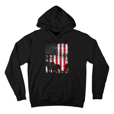 Draft Horse Patriotic American Flag Vintage Farmer Hoodie