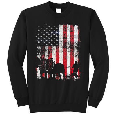 Draft Horse Patriotic American Flag Vintage Farmer Sweatshirt