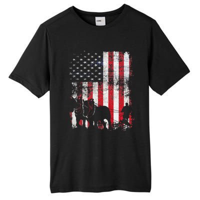 Draft Horse Patriotic American Flag Vintage Farmer Tall Fusion ChromaSoft Performance T-Shirt