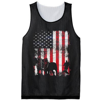 Draft Horse Patriotic American Flag Vintage Farmer Mesh Reversible Basketball Jersey Tank