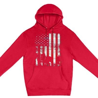 Draft Horse Patriotic American Flag Vintage Farmer Premium Pullover Hoodie