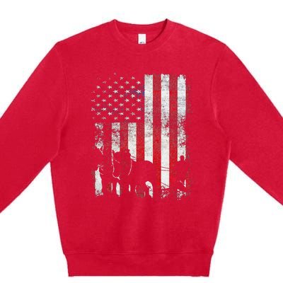 Draft Horse Patriotic American Flag Vintage Farmer Premium Crewneck Sweatshirt