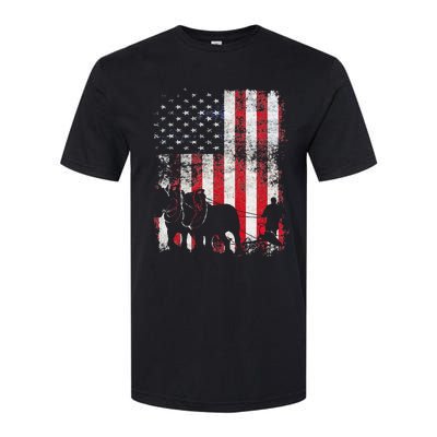 Draft Horse Patriotic American Flag Vintage Farmer Softstyle® CVC T-Shirt