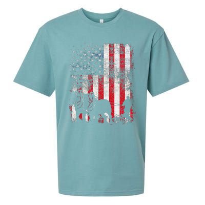 Draft Horse Patriotic American Flag Vintage Farmer Sueded Cloud Jersey T-Shirt