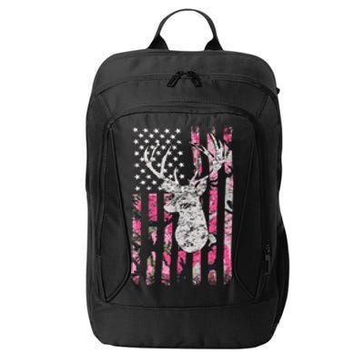 Deer Hunting Pink Camouflage Flag Distressed Gift City Backpack