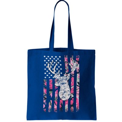 Deer Hunting Pink Camouflage Flag Distressed Gift Tote Bag