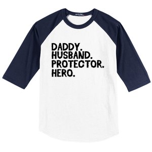 Daddy Husband Protector Hero Cool Gift Funny Fathers Day Funny Gift Baseball Sleeve Shirt