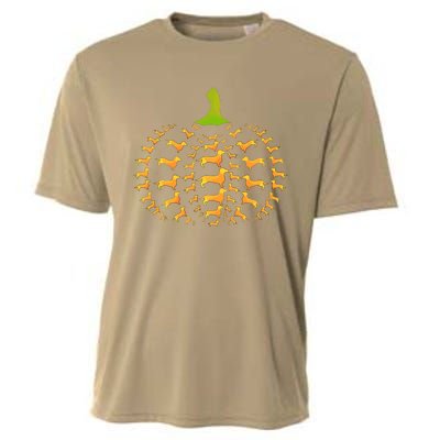 Dachshund Halloween Pumpkin Apple Animals Vegetables Friend Dog Cooling Performance Crew T-Shirt