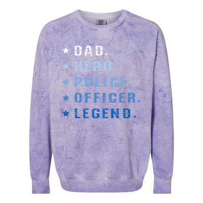 Dad Hero Police Officer Legend Retro Law Enforcement Colorblast Crewneck Sweatshirt