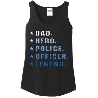 Dad Hero Police Officer Legend Retro Law Enforcement Ladies Essential Tank