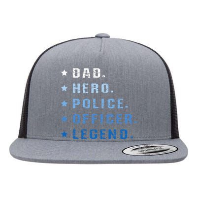 Dad Hero Police Officer Legend Retro Law Enforcement Flat Bill Trucker Hat